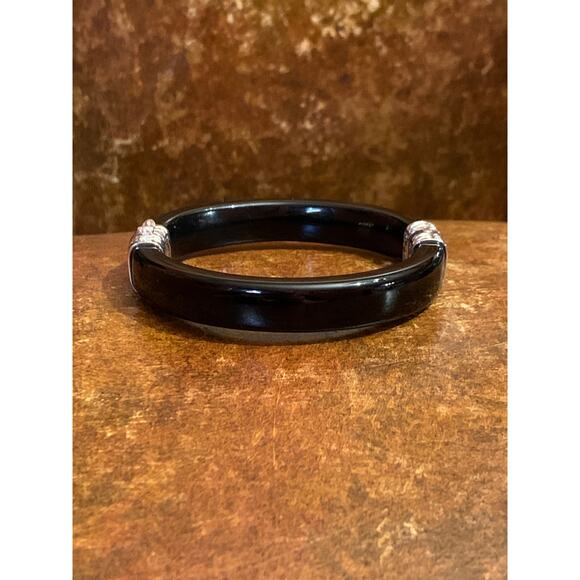 Jay King Black Agate and Opal Mosaic Inlay Hinged Bangle - Picture 5 of 6